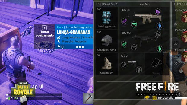 Armamento Free Fire Vs Fortnite