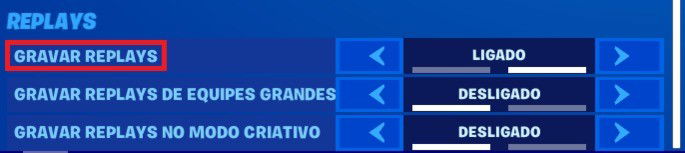 Configurações - Fortnite