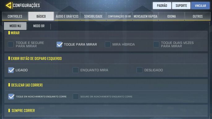 Configurações Básicas - Call of Duty Mobile