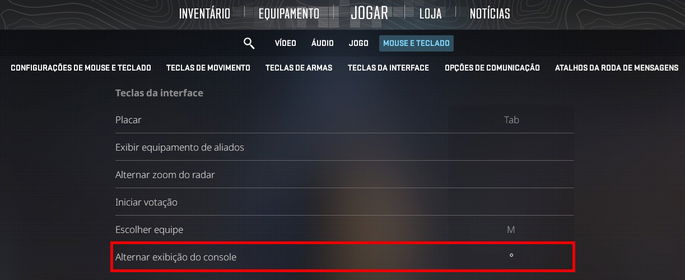 Atribuir uma tecla para ativar o console no CS 2