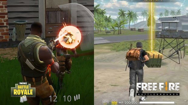 Jogabilidade Free Fire Vs Fortnite
