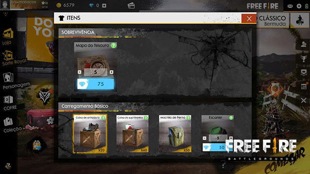 Itens Free Fire Personagem