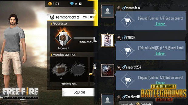Lutas Ranqueadas PUBG Free Fire