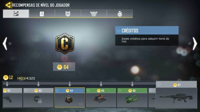 Recompensas - Call of Duty Mobile - Créditos