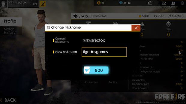 Trocar Apelido Free FIre