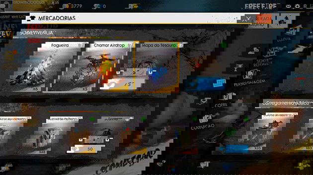 sobrevivencia itens free fire